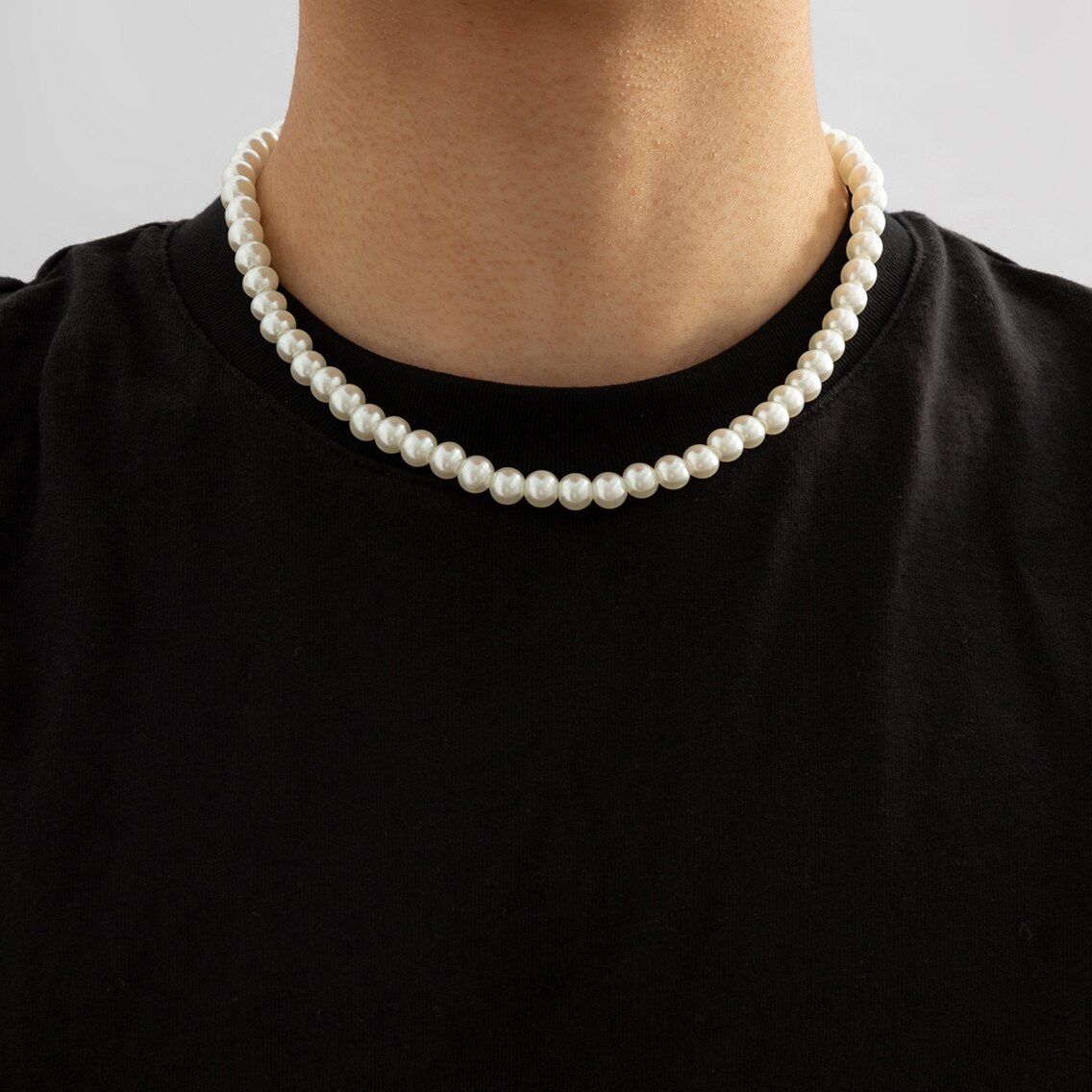 Simple Imitation-Pearl Beaded  - Men Accessories Neck Chain ulasan dan harga