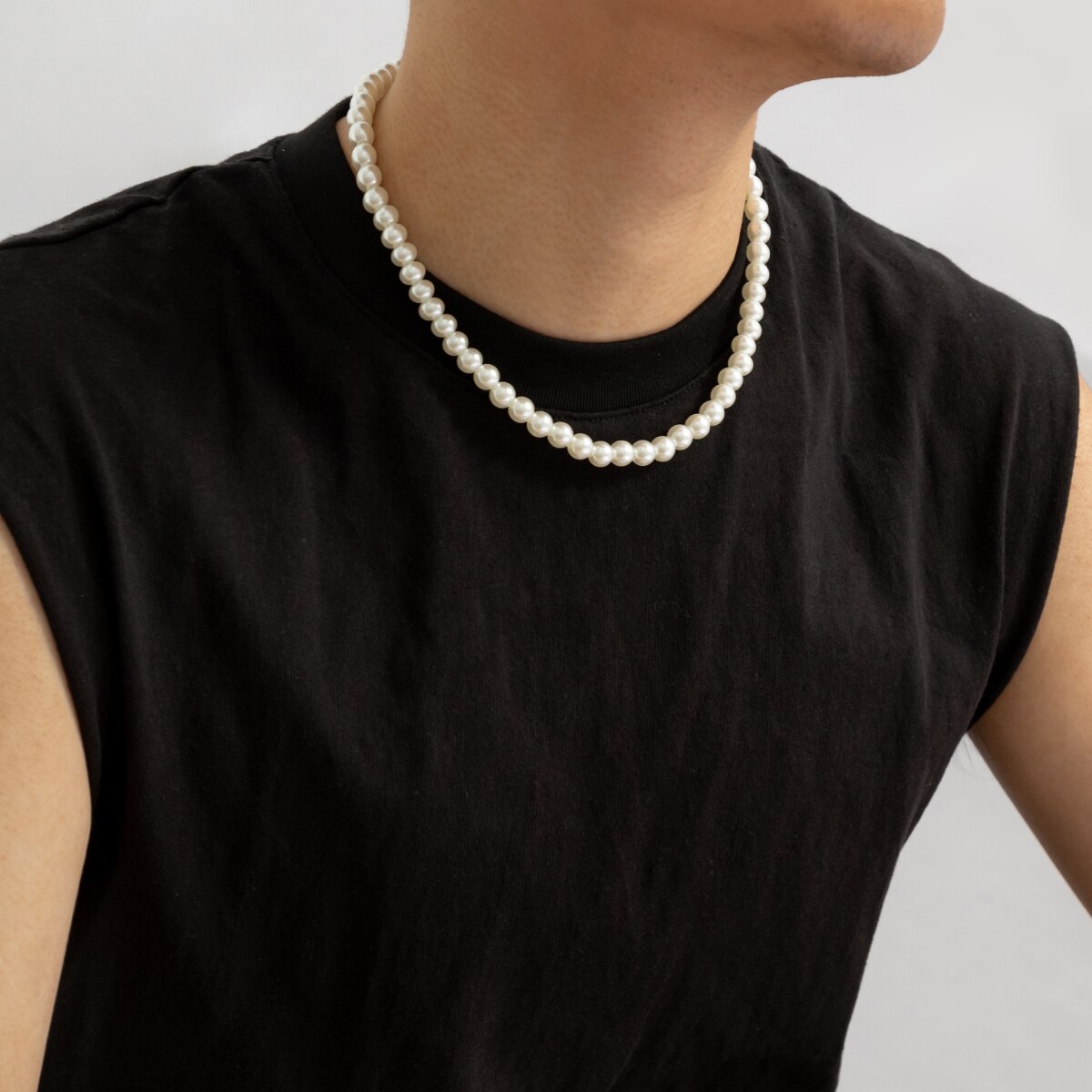 Simple Imitation-Pearl Beaded  - Men Accessories Neck Chain ulasan dan harga