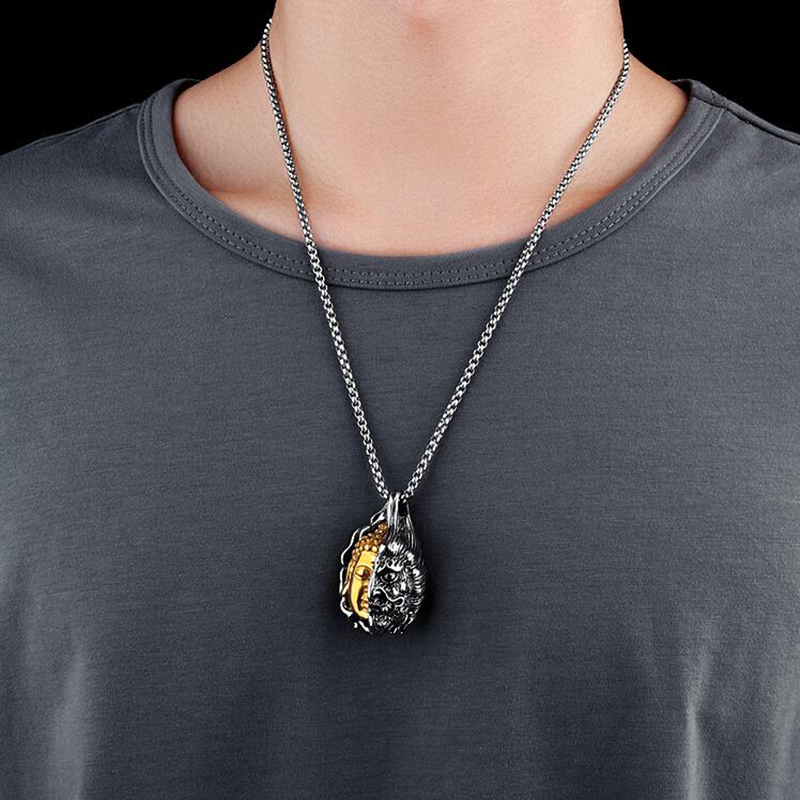 New Men Necklace Gothic Buddha - Men Accessories Neck Chain ulasan dan harga